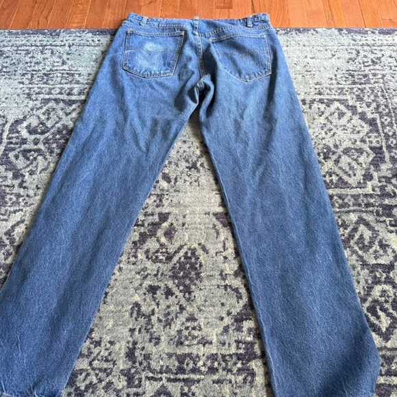 Vintage RARE Orange Tab Medium Wash Made in the USA Straight Leg Jeans Size 34 - Picture 3 of 7